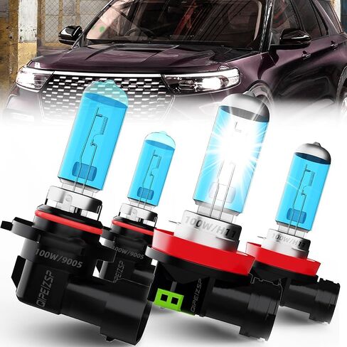 Fit For Ford Explorer 2016-2019, 9005 9005 High Low Beam High Performance Halogen Headlights Bulbs Combo, 6000K White Light, Pack of 4 in Saudi Arabia