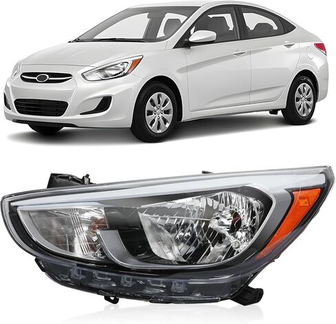مجموعة المصابيح الأمامية PENSUN مناسبة لشركة Hyundai Accent 2015 2016 2017، استبدال المصابيح الأمامية الهالوجين الأسود، 92101-1R710، 92102-1R710 in Kuwait