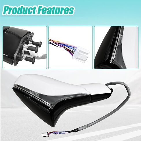 11Pins White Mirror Left Driver Side Heated Compatible with Lexus ES300h and ES350 2019-2022 Mirror with Blind Spot Memory Function LED Turn Signal Light Power Adjustable Manual Folding in Saudi Arabia