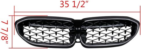 Front Bumper Grille Assembly w/LED Light Compatible with BMW 320i 330i 330e M340i G20 G21 2019–2022, Glossy Black Diamond Star Grill & Wiring Harness, ABS IP67 | 51138072085 51138075665 in Saudi Arabia