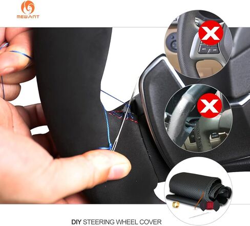 MEWANT Hand DIY Breathable Black Suede Car Steering Wheel Cover for Honda Accord 7 2003-2007 Steering Wheel Accessories for Honda Accord 7 in Kuwait