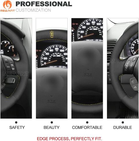 MEWANT Hand DIY Breathable Black Suede Car Steering Wheel Cover for Honda Accord 7 2003-2007 Steering Wheel Accessories for Honda Accord 7 in Kuwait