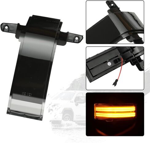 ROCCS LED الوامض العنبر الجانب مرآة علامة بدوره إشارات سحب مرآة DRL أضواء البضائع وقوف السيارات ل2014-2019 تشيفي سيلفرادو جي إم سي سييرا 1500 2500HD 3500HD، عدسة مدخنة in Kuwait