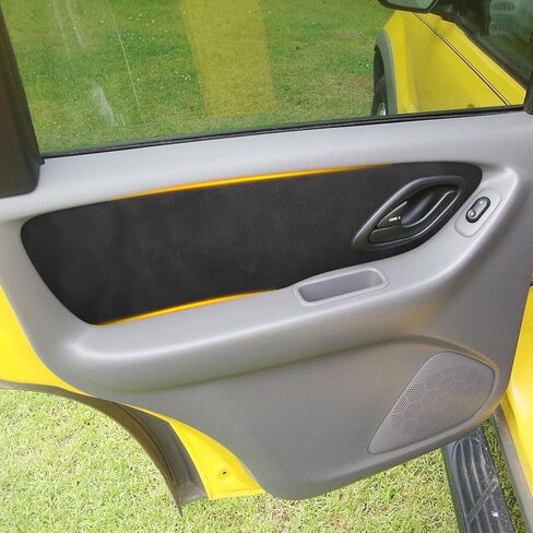 غطاء ألواح الأبواب الأمامية الجلدية متوافق مع Ford Escape 2001-2007، مسند ذراع باب السيارة يستبدل تنجيد الجلد بأداة التثبيت، الجانب الأيسر والأيمن، مضاد للخدش، أسود (قطعتان) in Kuwait