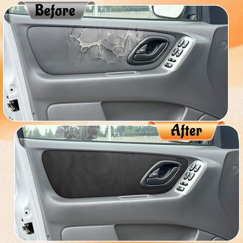 غطاء ألواح الأبواب الأمامية الجلدية متوافق مع Ford Escape 2001-2007، مسند ذراع باب السيارة يستبدل تنجيد الجلد بأداة التثبيت، الجانب الأيسر والأيمن، مضاد للخدش، أسود (قطعتان) in Kuwait
