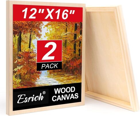 ESRICH 12x16 Inch Wood Panels for Painting, 2 Pack Craft Wood Canvas Boards, Blank Unfinished Wooden Art Board for DIY Art Creations Such as Painting, Acrylic Pouring, Resin, Burning, Collage, etc. in Kuwait