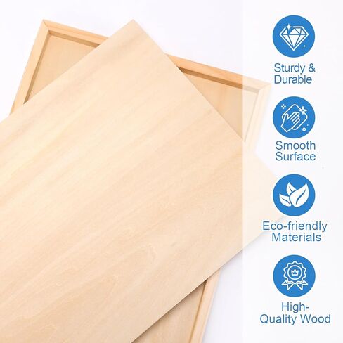 ESRICH 12x16 Inch Wood Panels for Painting, 2 Pack Craft Wood Canvas Boards, Blank Unfinished Wooden Art Board for DIY Art Creations Such as Painting, Acrylic Pouring, Resin, Burning, Collage, etc. in Kuwait