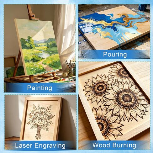 ESRICH 12x16 Inch Wood Panels for Painting, 2 Pack Craft Wood Canvas Boards, Blank Unfinished Wooden Art Board for DIY Art Creations Such as Painting, Acrylic Pouring, Resin, Burning, Collage, etc. in Kuwait