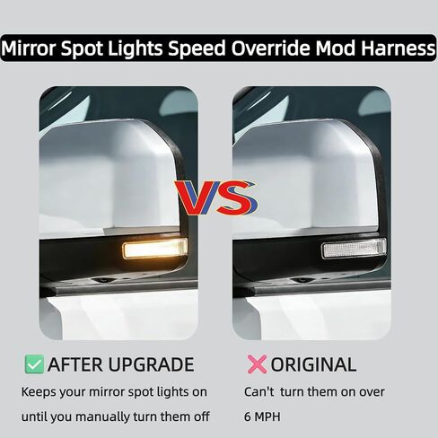 Mirror Spot Light Speed Override Harness | Compatible with 2015-2020 Ford F-150, 2017-2022 F-250/F-350 Super Duty & Raptor, Always on at Any Speed, Plug & Play in Saudi Arabia