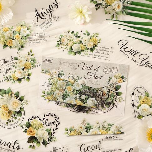 90-Piece Floral Quote PET Stickers for Journaling & Scrapbooking,Transparent Flower Stickers with Words, Aesthetic Collage Supplies for Planner, Cards & Paper Crafts in Saudi Arabia