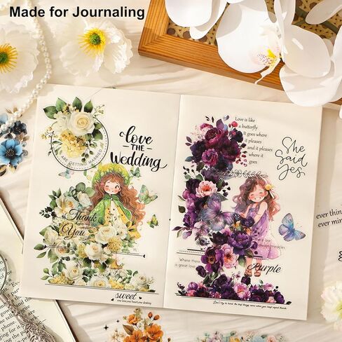 90-Piece Floral Quote PET Stickers for Journaling & Scrapbooking,Transparent Flower Stickers with Words, Aesthetic Collage Supplies for Planner, Cards & Paper Crafts in Saudi Arabia