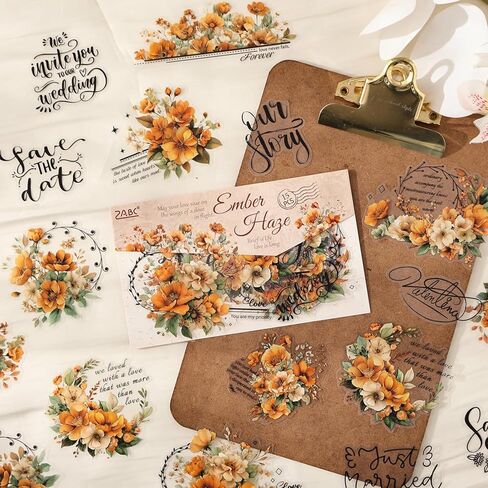 90-Piece Floral Quote PET Stickers for Journaling & Scrapbooking,Transparent Flower Stickers with Words, Aesthetic Collage Supplies for Planner, Cards & Paper Crafts in Saudi Arabia