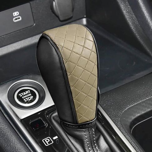 Car Gear Shift Knob Cover, Carbon Fiber Textured Leather Gearshift Cover, Anti-Slip Gear Shifter Stick Protective Cover, Universal Decoration Accessories for Cars Trucks SUVs (Black Red) in Saudi Arabia