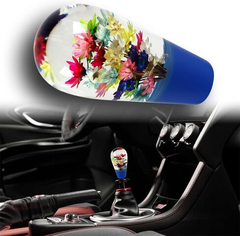 W-POWER JDM 3.75" Flower Shift Knob Shifter Gear Shift Knob Shift Lever Knob Car Gear Stick Head Unique Shift Handle Fit Most Automatic Manual Vehicles Trucks Round Shaped (Blue Base) in Saudi Arabia