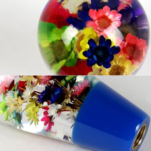W-POWER JDM 3.75" Flower Shift Knob Shifter Gear Shift Knob Shift Lever Knob Car Gear Stick Head Unique Shift Handle Fit Most Automatic Manual Vehicles Trucks Round Shaped (Blue Base) in Saudi Arabia