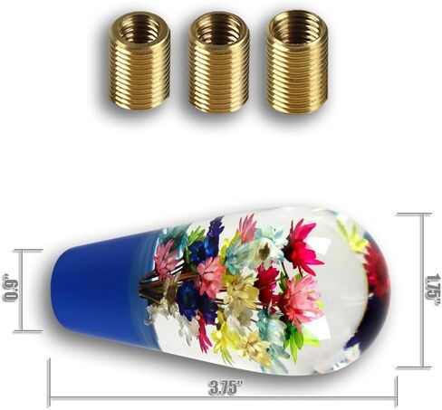 W-POWER JDM 3.75" Flower Shift Knob Shifter Gear Shift Knob Shift Lever Knob Car Gear Stick Head Unique Shift Handle Fit Most Automatic Manual Vehicles Trucks Round Shaped (Blue Base) in Saudi Arabia