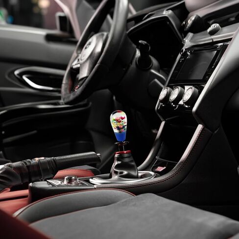 W-POWER JDM 3.75" Flower Shift Knob Shifter Gear Shift Knob Shift Lever Knob Car Gear Stick Head Unique Shift Handle Fit Most Automatic Manual Vehicles Trucks Round Shaped (Blue Base) in Saudi Arabia