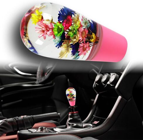 W-POWER JDM 3.75" Flower Shift Knob Shifter Gear Shift Knob Shift Lever Knob Car Gear Stick Head Unique Shift Handle Fit Most Automatic Manual Vehicles Trucks Round Shaped (Blue Base) in Saudi Arabia