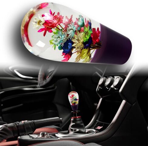 W-POWER JDM 3.75" Flower Shift Knob Shifter Gear Shift Knob Shift Lever Knob Car Gear Stick Head Unique Shift Handle Fit Most Automatic Manual Vehicles Trucks Round Shaped (Blue Base) in Saudi Arabia
