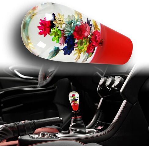 W-POWER JDM 3.75" Flower Shift Knob Shifter Gear Shift Knob Shift Lever Knob Car Gear Stick Head Unique Shift Handle Fit Most Automatic Manual Vehicles Trucks Round Shaped (Blue Base) in Saudi Arabia