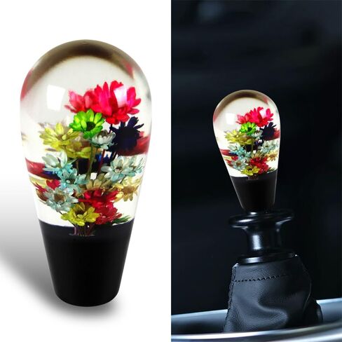 W-POWER JDM 3.75" Flower Shift Knob Shifter Gear Shift Knob Shift Lever Knob Car Gear Stick Head Unique Shift Handle Fit Most Automatic Manual Vehicles Trucks Round Shaped (Blue Base) in Saudi Arabia