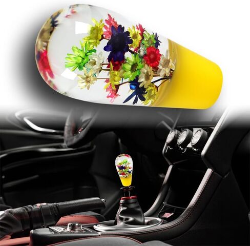 W-POWER JDM 3.75" Flower Shift Knob Shifter Gear Shift Knob Shift Lever Knob Car Gear Stick Head Unique Shift Handle Fit Most Automatic Manual Vehicles Trucks Round Shaped (Blue Base) in Saudi Arabia