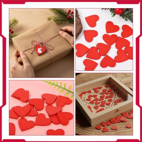 120Pcs Mini Red Wooden Hearts Wood Hearts for Crafts Heart Ornaments Tags Cutouts Small Felt Hanging Heart Decorations for Valentines Christmas Wedding Party DIY Photo Clips Hair Pins in Saudi Arabia