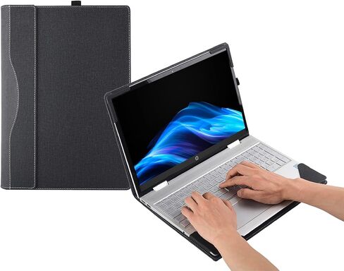 حافظة حماية لجهاز HP OmniBook X FlipNGAI 16-as / 16-ar & OmniBook 7 Flip 16 بوصة 2 في 1 للكمبيوتر المحمول Next Gen AI PC 16-au، ملحق حقيبة واقية من جلد البولي يوريثان (رمادي داكن) in Kuwait