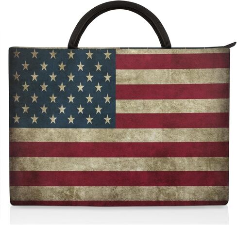 Retro American Flag Laptop Sleeve Case 13 13.3 14 Inch Laptop Bag with Handle & Pockets Durable Notebook Computer Carrying Case for Men Women Multi-Color & Size Choices in Saudi Arabia