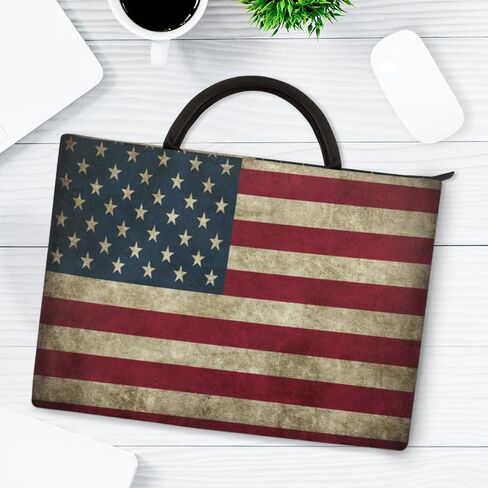 Retro American Flag Laptop Sleeve Case 13 13.3 14 Inch Laptop Bag with Handle & Pockets Durable Notebook Computer Carrying Case for Men Women Multi-Color & Size Choices in Saudi Arabia