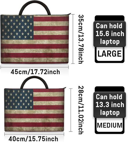 Retro American Flag Laptop Sleeve Case 13 13.3 14 Inch Laptop Bag with Handle & Pockets Durable Notebook Computer Carrying Case for Men Women Multi-Color & Size Choices in Saudi Arabia
