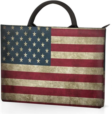 Retro American Flag Laptop Sleeve Case 13 13.3 14 Inch Laptop Bag with Handle & Pockets Durable Notebook Computer Carrying Case for Men Women Multi-Color & Size Choices in Saudi Arabia