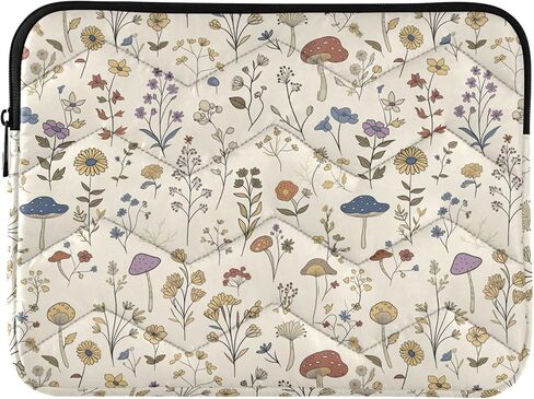 حافظة كمبيوتر محمول Wildflowers Mushrooms، حقيبة كمبيوتر محمول مقاس 15.7 بوصة، ناعمة ومقاومة للصدمات ومقاومة للماء، حافظة واقية بسحاب in Kuwait