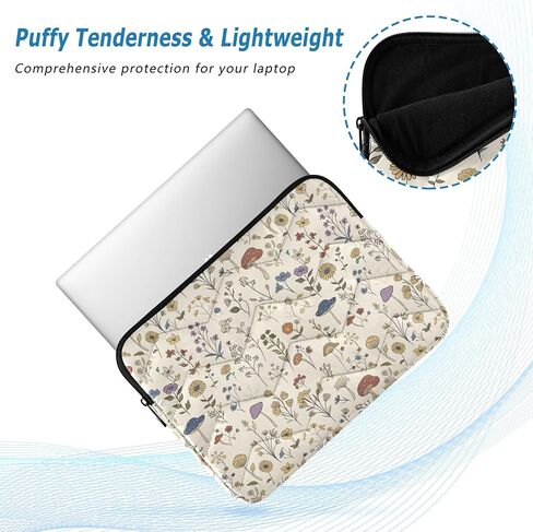 حافظة كمبيوتر محمول Wildflowers Mushrooms، حقيبة كمبيوتر محمول مقاس 15.7 بوصة، ناعمة ومقاومة للصدمات ومقاومة للماء، حافظة واقية بسحاب in Kuwait