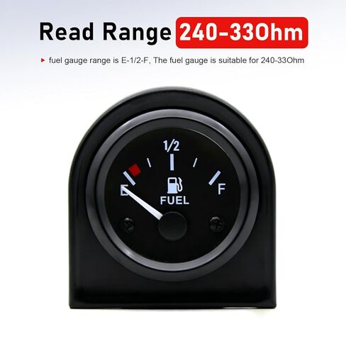 2" 52mm Fuel Level Gauge, 12V 240-33ohm Boat Fuel Gauge Gas Tank Meter with E-1/2-F Pointer Dash, Fuel Sensor with Nut and Bracket, Fit for Car RV Yacht Marine Motorcycle (Black) in Saudi Arabia