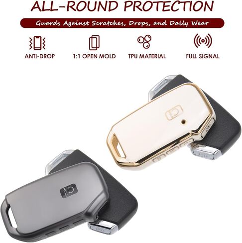 2PCS Compatible with Kia Key Fob Cover Fits 2018-2025 Sportage,K5,Telluride,Cadenza,Seltos,Stinger,Forte,NIRO,EV6,Soul Case Accessories TPU Protector 5 Buttons Grey/White in Saudi Arabia