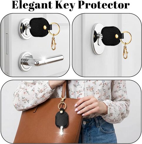 2 PCS Leather Car Key Cover, Black Leather Key Sleeve for Broken Sleeve Broken Cars Keys Loop Replacement Keyring Protector Covers Caps with Iron Keyring for Women Men in Saudi Arabia