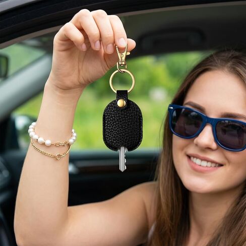 2 PCS Leather Car Key Cover, Black Leather Key Sleeve for Broken Sleeve Broken Cars Keys Loop Replacement Keyring Protector Covers Caps with Iron Keyring for Women Men in Saudi Arabia