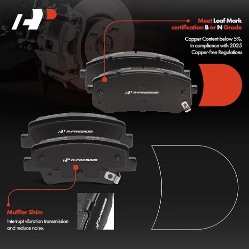 A-Premium Front and Rear Ceramic Brake Pads Set Compatible with Hyundai Models - Elantra 2021 2022 2023 2024, 8-Pack in Kuwait