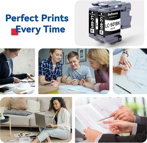LC501 Black Ink Cartridges for Brother Printer LC 501 LC501XL 501XL Inks Cartridge Compatible for Brother MFC-J1360DW MFC-J1410DW MFC-J1260DW Series Printer (2-Pack, Black) in Saudi Arabia