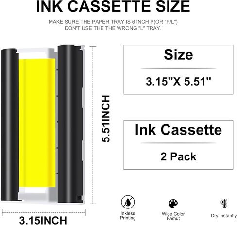 Selphy CP1300 CP1500 Ink Cassette Compatible with Canon Selphy KP-108IN Color Ink Cartridges for CP1200 CP1000 CP910 CP900 CP760 CP740 Wireless Compact Photo Printer (2-Pack, Paper Not Included) in Saudi Arabia
