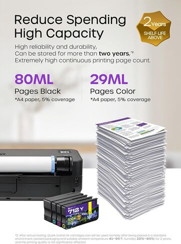 712XL 712 Ink Cartridges Compatible Replacement for HP 712 712XL 712 Ink Cartridges Combo Pack for HP DesignJet T650 T630 T230 T210 Printer (4 Pack, 80-ML Black, 29-ML Cyan/Magenta/Yellow) in Saudi Arabia