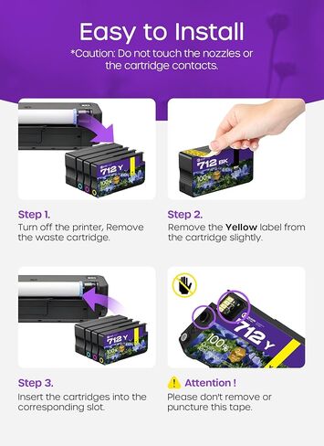 712XL 712 Ink Cartridges Compatible Replacement for HP 712 712XL 712 Ink Cartridges Combo Pack for HP DesignJet T650 T630 T230 T210 Printer (4 Pack, 80-ML Black, 29-ML Cyan/Magenta/Yellow) in Saudi Arabia