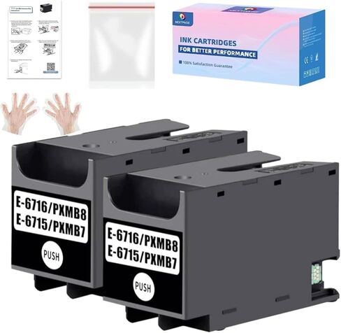 T6715 T6716 Ink Maintenance Box Replacement for Epson Workforce Pro WF-4730 WF-4740 WF-4720 WF-4734 WF-4830 WF-4820 WF-3820 EC-4020 EC-4030 WF-4833 Printers T6715 6715 Maintenance Box 2-Pack in Saudi Arabia