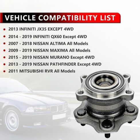 512388 (Pair) Rear Wheel Hub Bearing for Infiniti JX35 QX60 2013-2019, for Nissan Altima 07-18, for Nissan Maxima 2009-2019, for Nissan Murano 2015-2019, for Mitsubishi RVR 2011 in Saudi Arabia