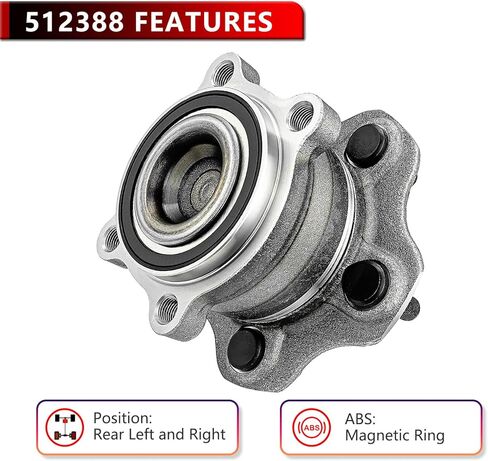 512388 (Pair) Rear Wheel Hub Bearing for Infiniti JX35 QX60 2013-2019, for Nissan Altima 07-18, for Nissan Maxima 2009-2019, for Nissan Murano 2015-2019, for Mitsubishi RVR 2011 in Saudi Arabia