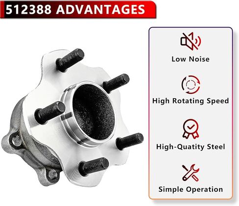 512388 (Pair) Rear Wheel Hub Bearing for Infiniti JX35 QX60 2013-2019, for Nissan Altima 07-18, for Nissan Maxima 2009-2019, for Nissan Murano 2015-2019, for Mitsubishi RVR 2011 in Saudi Arabia
