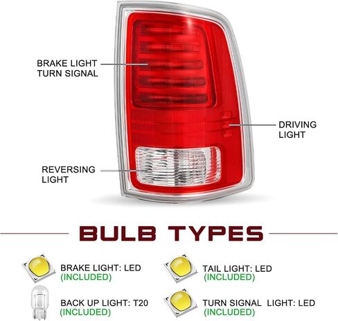 JSBOYAT LED Tail Lights Assembly Compatible With 2013-2018 Dodge Ram 1500/2014-2018 Dodge Ram 2500 3500,68093080AC CH2800202 Right Passenger Side in Saudi Arabia