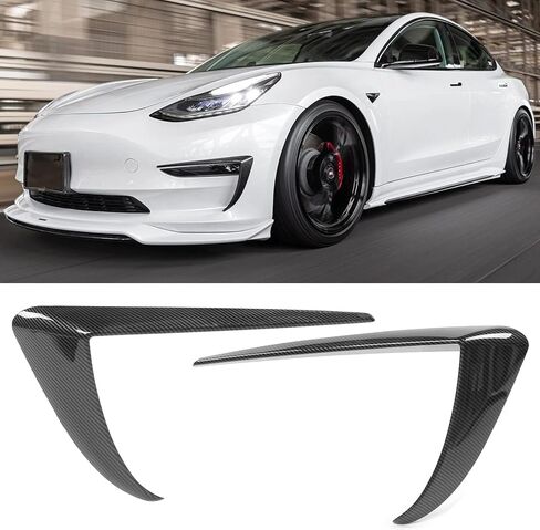 FREEMOTOR802 متوافق مع 2017-2023 Tesla Model 3 زخارف ضوء الضباب، أسود غير لامع IKON Style ABS البلاستيك سائق الركاب مصباح الضباب ملحقات الديكور غطاء الحواجب 2PC in Kuwait
