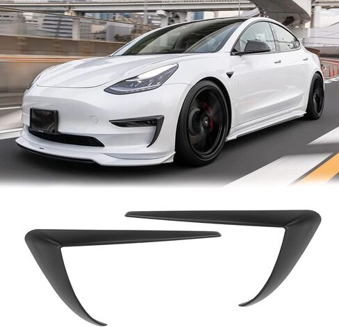 FREEMOTOR802 متوافق مع 2017-2023 Tesla Model 3 زخارف ضوء الضباب، أسود غير لامع IKON Style ABS البلاستيك سائق الركاب مصباح الضباب ملحقات الديكور غطاء الحواجب 2PC in Kuwait